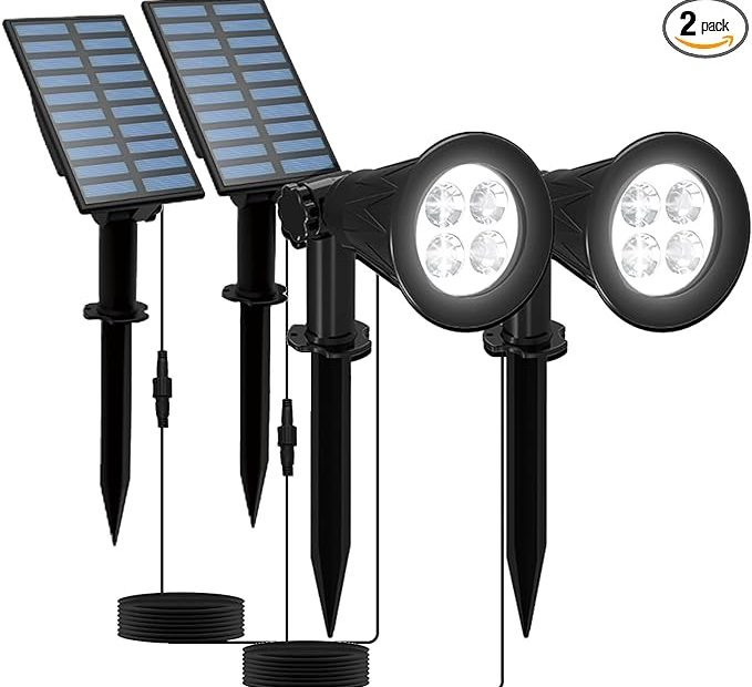 Solar Powered Led Spot Light (2pack White 6000k)